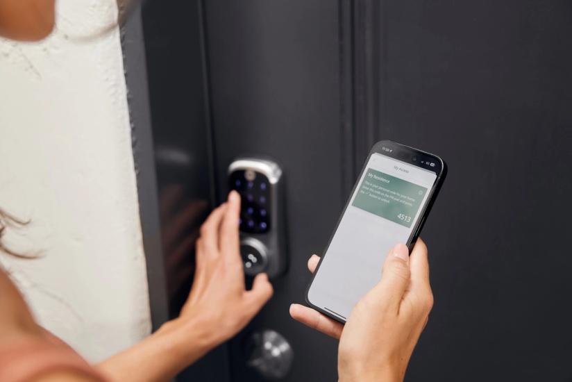 Apartment resident uses SmartRent app to unlock door