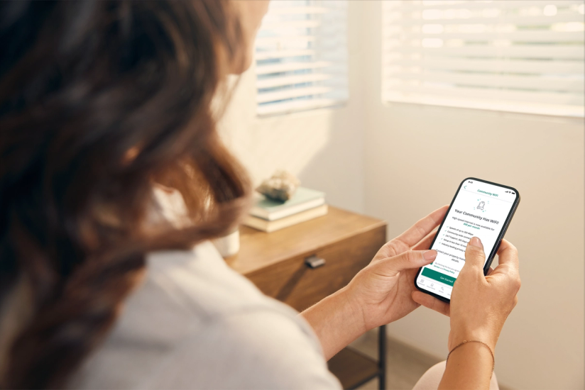 An apartment resident connects to Community WiFi via the SmartRent app
