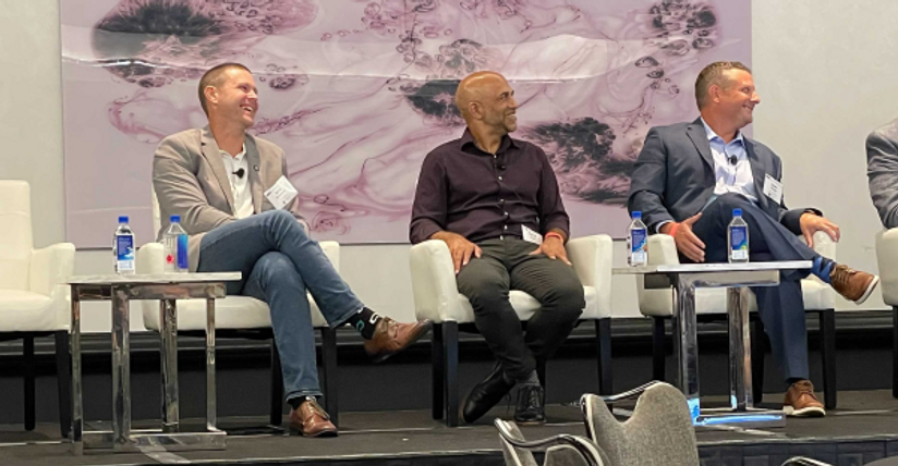 Nick Trimer sharing SmartRent insights during IMN's Vendor Hot Seat in Miami, FL.