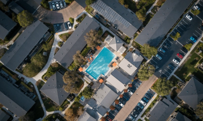 Aerial view of parking at an apartment community.